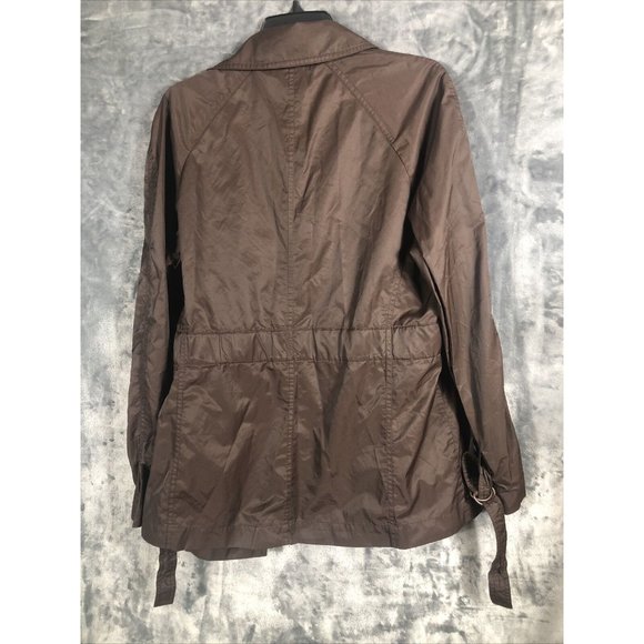 Daisy Fuentes 2 Button Woman’s Belted Wind Breaker Jacket Large Brown - Picture 11 of 13